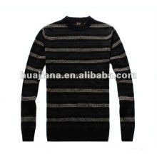 Men's crewneck winter cashmere strips sweater